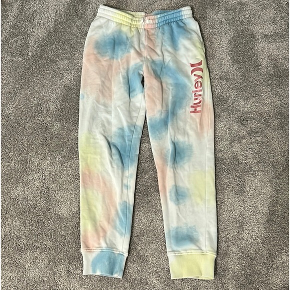 Girl Hurley Sweatpants Size Large 12-14 Rainbow Tie Dye - Picture 1 of 4